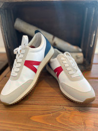 Macyn Off White With Red and Dusty Navy Sneaker